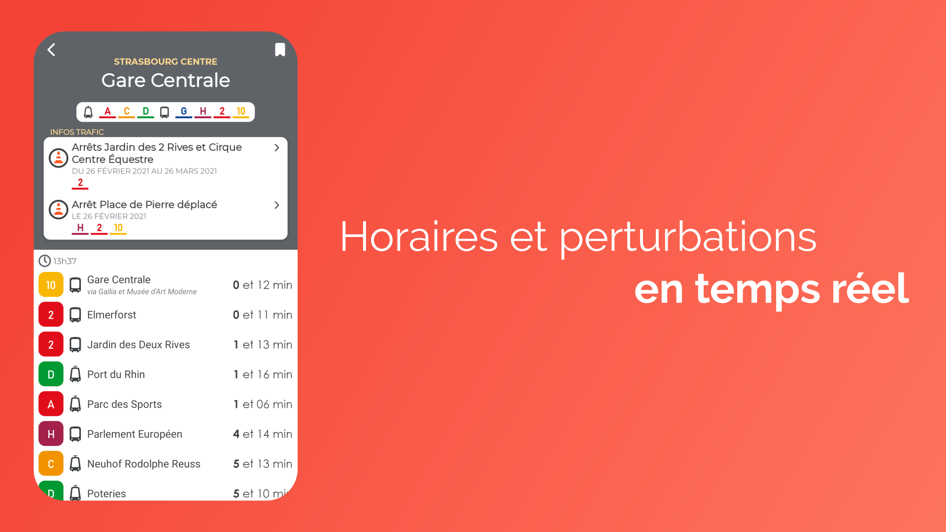 Prochains départs et info trafic